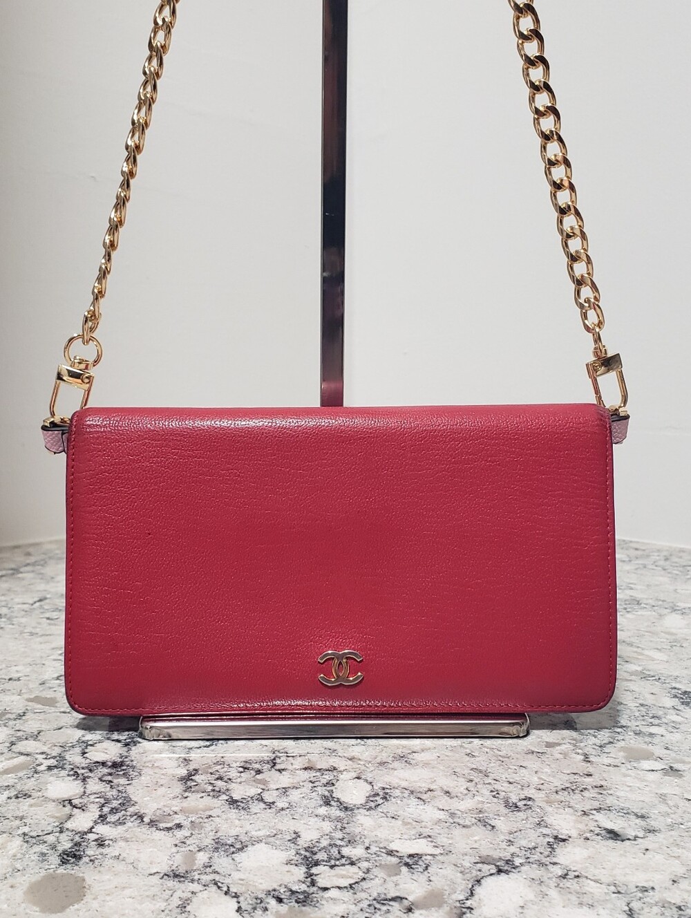 CHANEL Caviar Long Leather Wallet On Chain w/ Authenticity Card - Picture 3 of 16